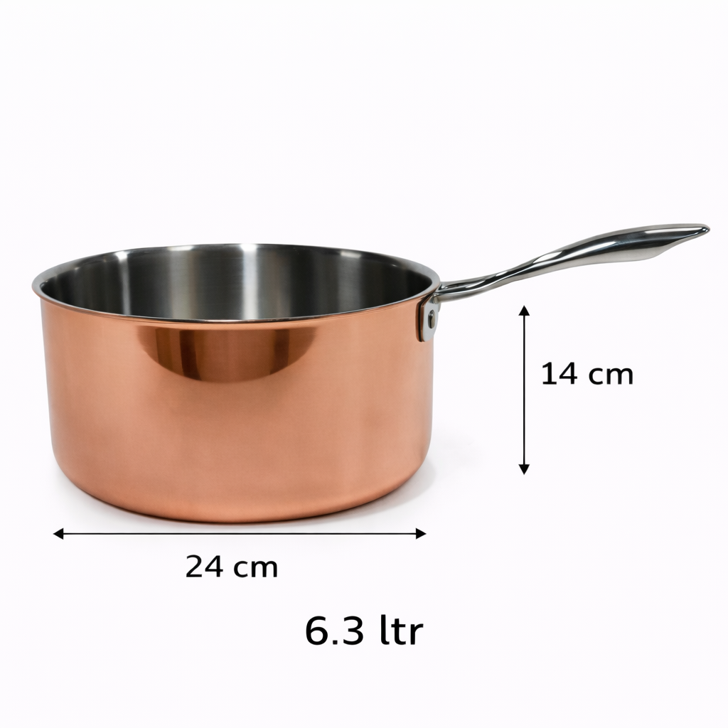 Pradeep Triply Sauce Pan 6.3 Litre with Copper Finish