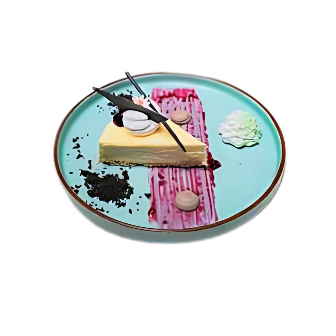 Sanaai Aqua Blue Edge Plate Big (25.5 cm) - Porcelain Dinner Plate | Carton of 12 Pc