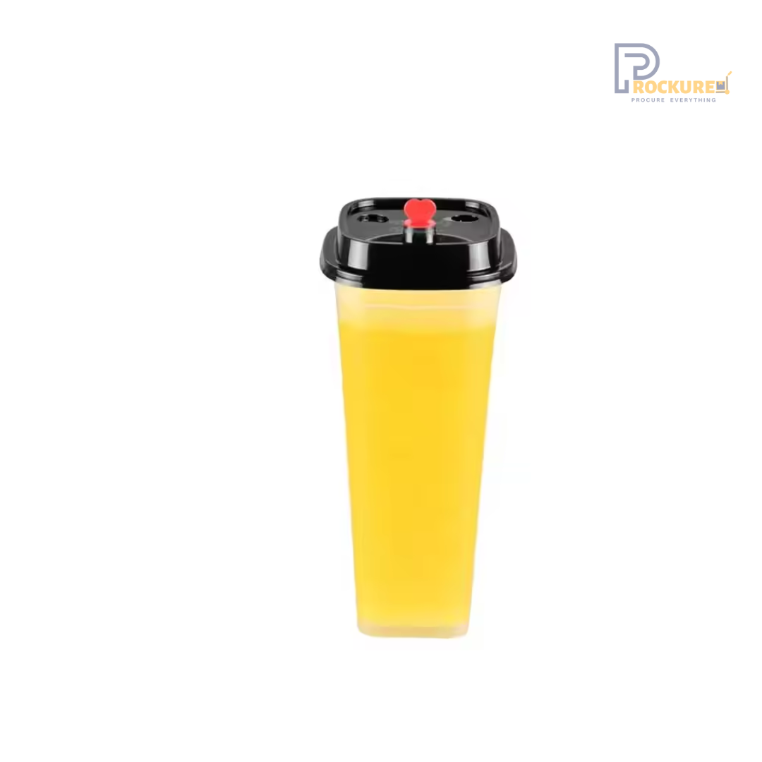 500ml Square Plastic Reusable Cup – Transparent Disposable Cup for Cold Drinks (500 Pcs/Carton)