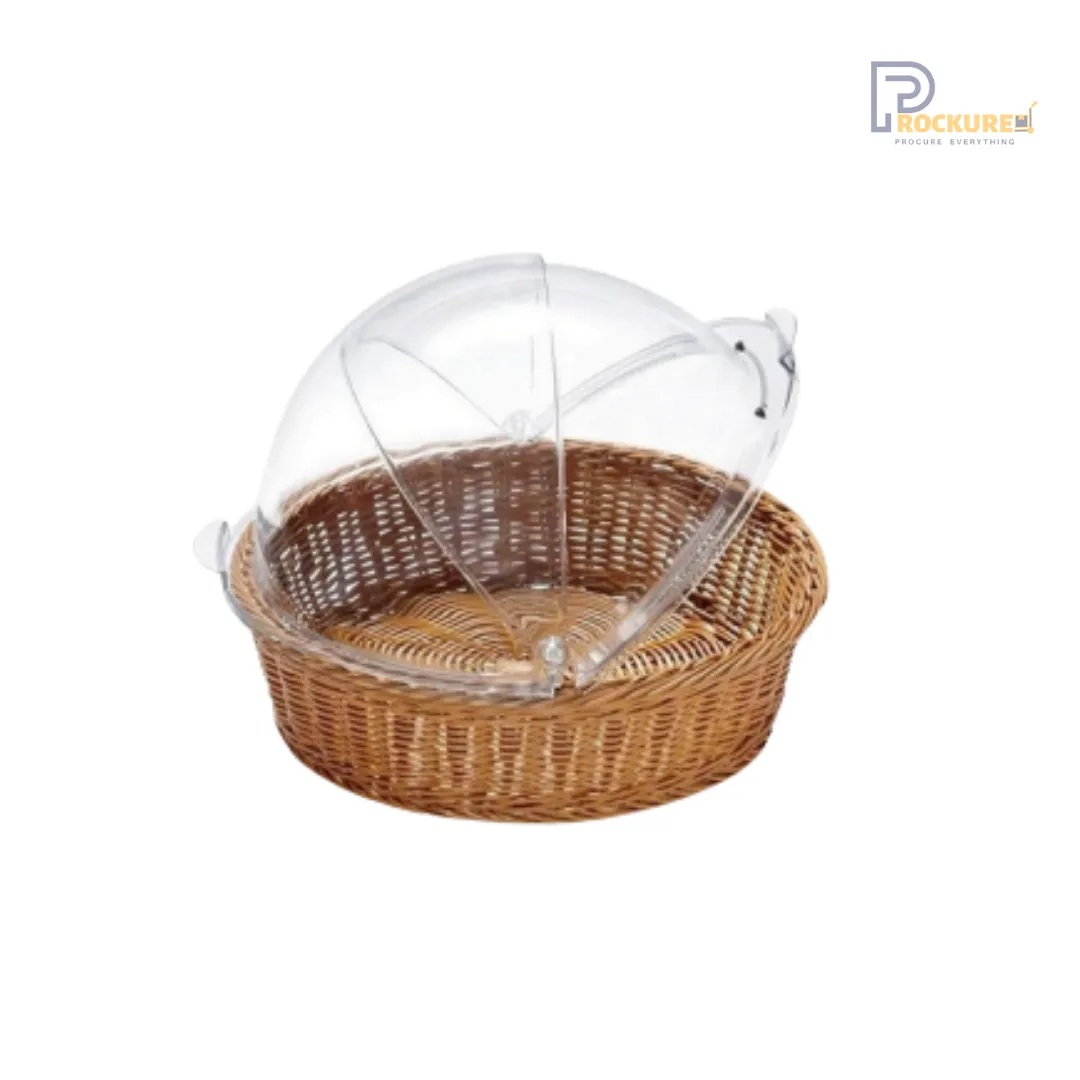 Round Poly Rattan Basket with PC Roll Cover – 410 × 200 mm | Stylish & Durable