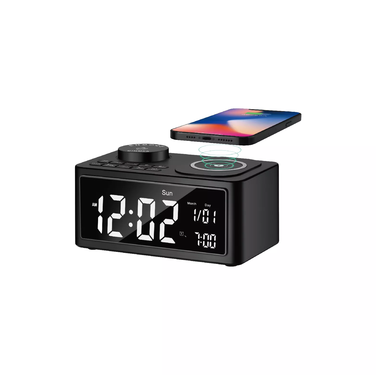 Easton Bluetooth Docking Station ES9083 – Hotel Alarm Clock with Wireless Charging (150 × 90 × 75 mm)