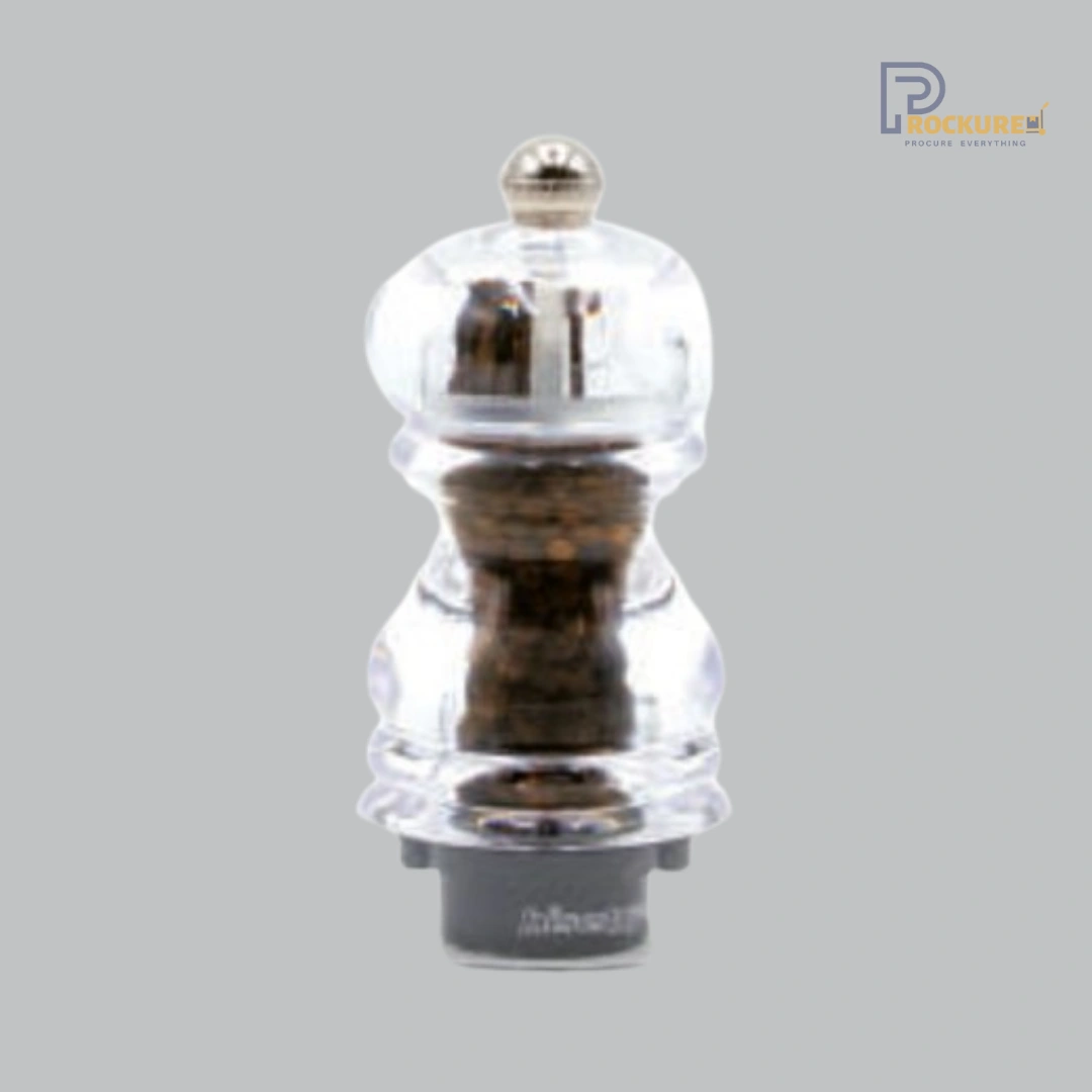 Bisetti Milano Pepper Mill 12 cm (Acrylic Round) | Compact & Crystal Clear