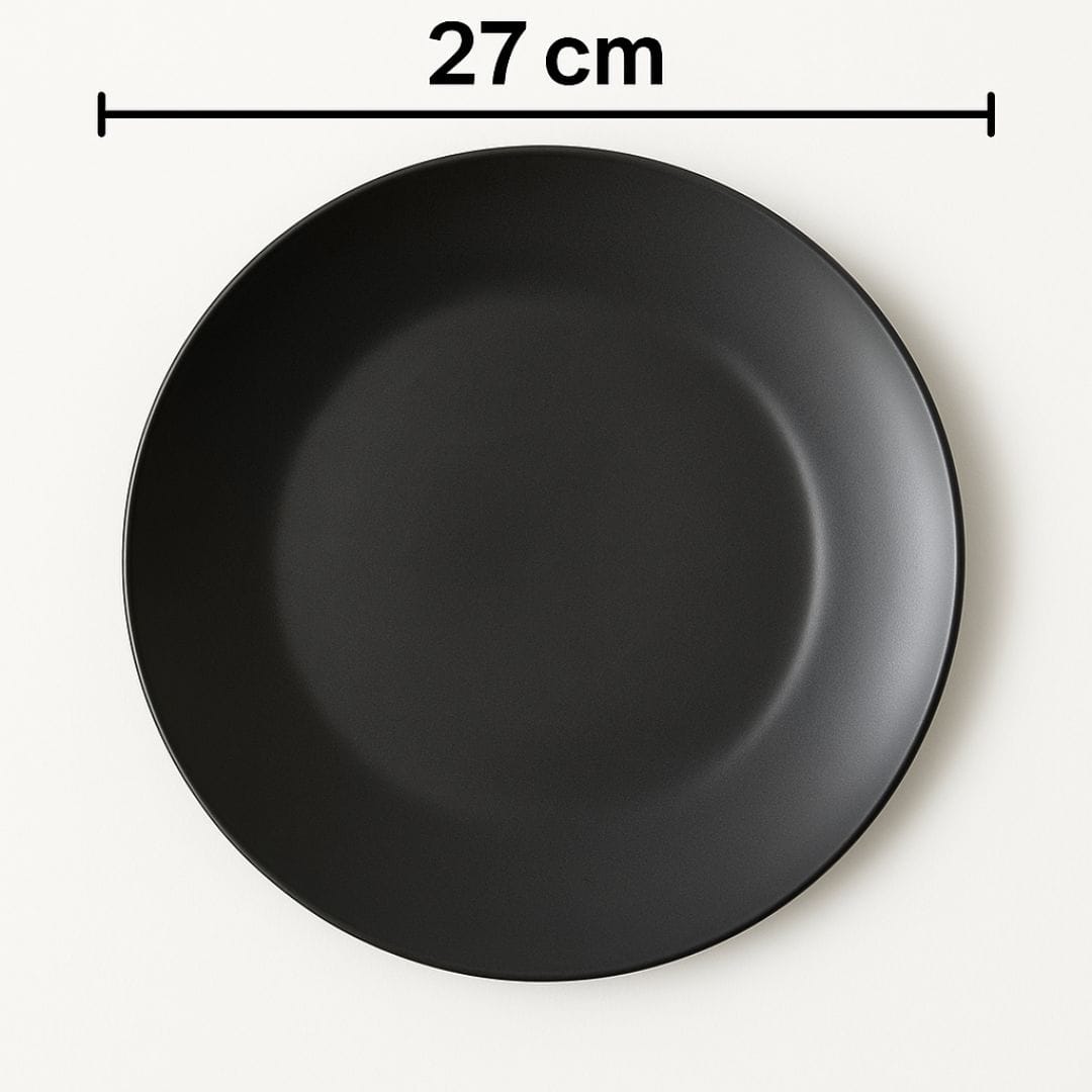 Sanaai Modern Black Dinner Plate Porcelain 27 cm - 12 Pc Carton for Fine Dining Restaurants
