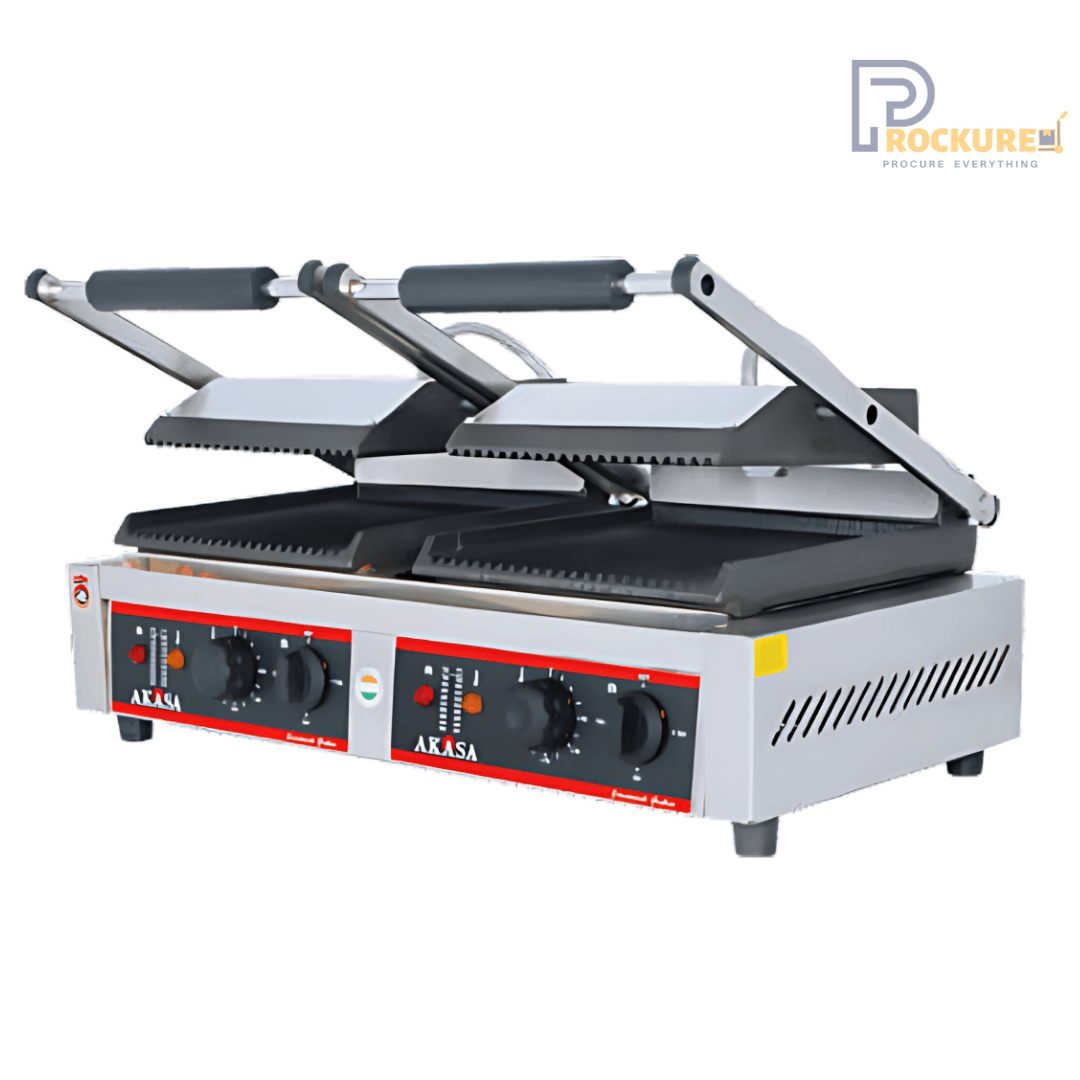 Akasa SG 10 DBL Double Sandwich Griller – 2000W, Stainless Steel, Large Capacity