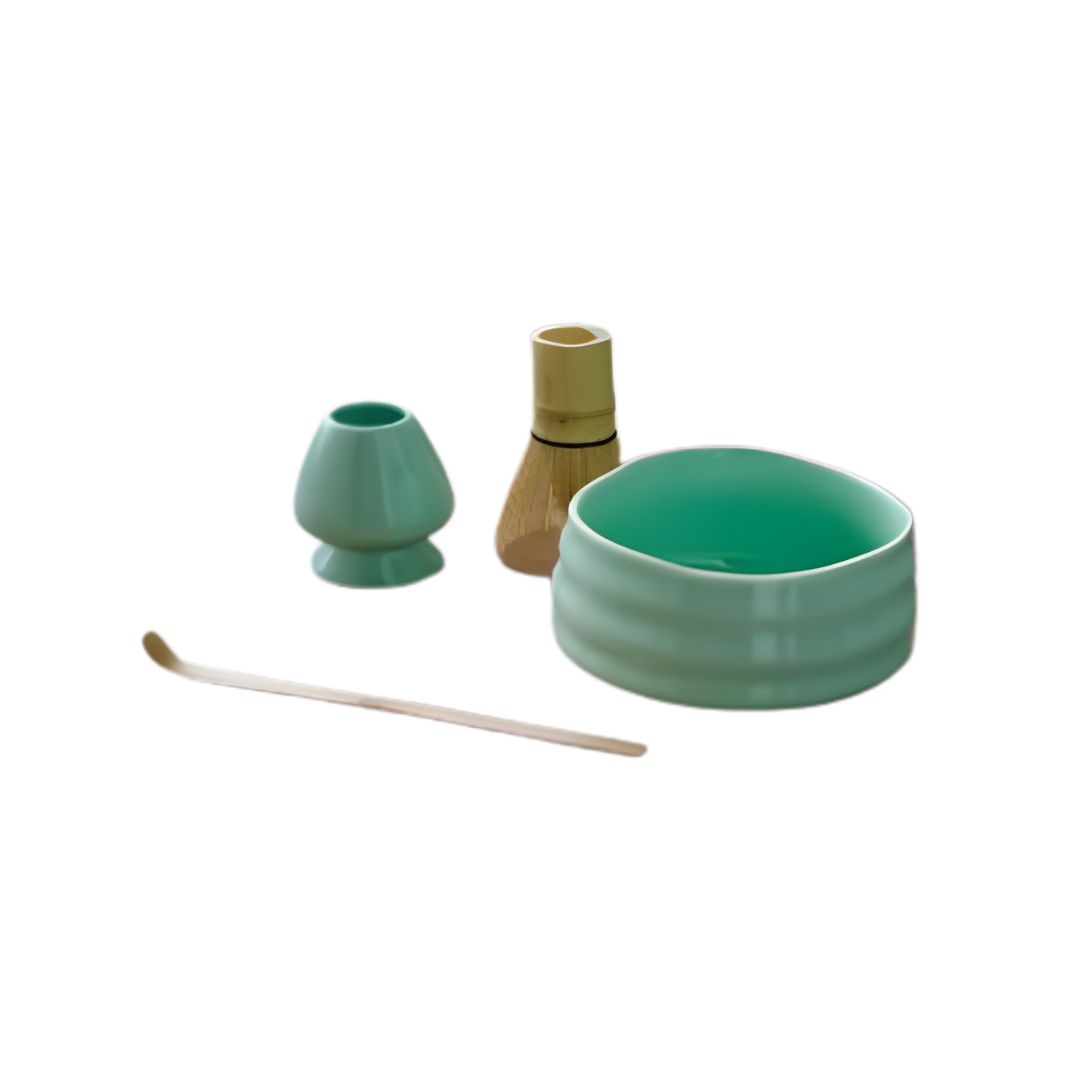 Complete Matcha Set – 4 Piece Matcha Kit with Green Tea Bowl, Bamboo Whisk, Scoop & Ceramic Stand