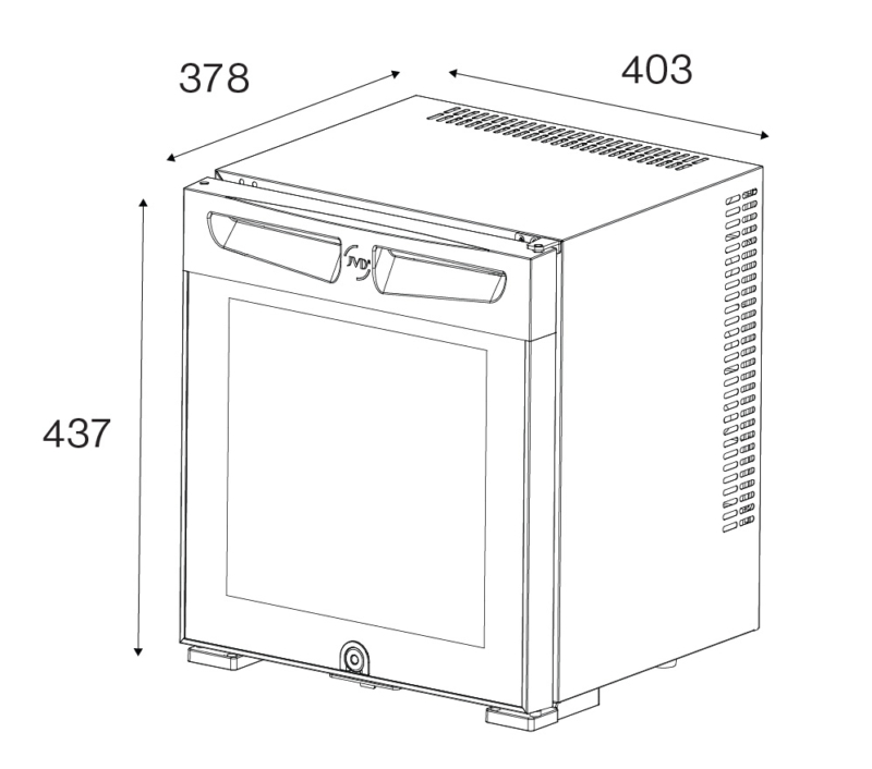 JVD TA PRO25 3 Ply Glass Door Minibar 25L Black JVDTAG 3