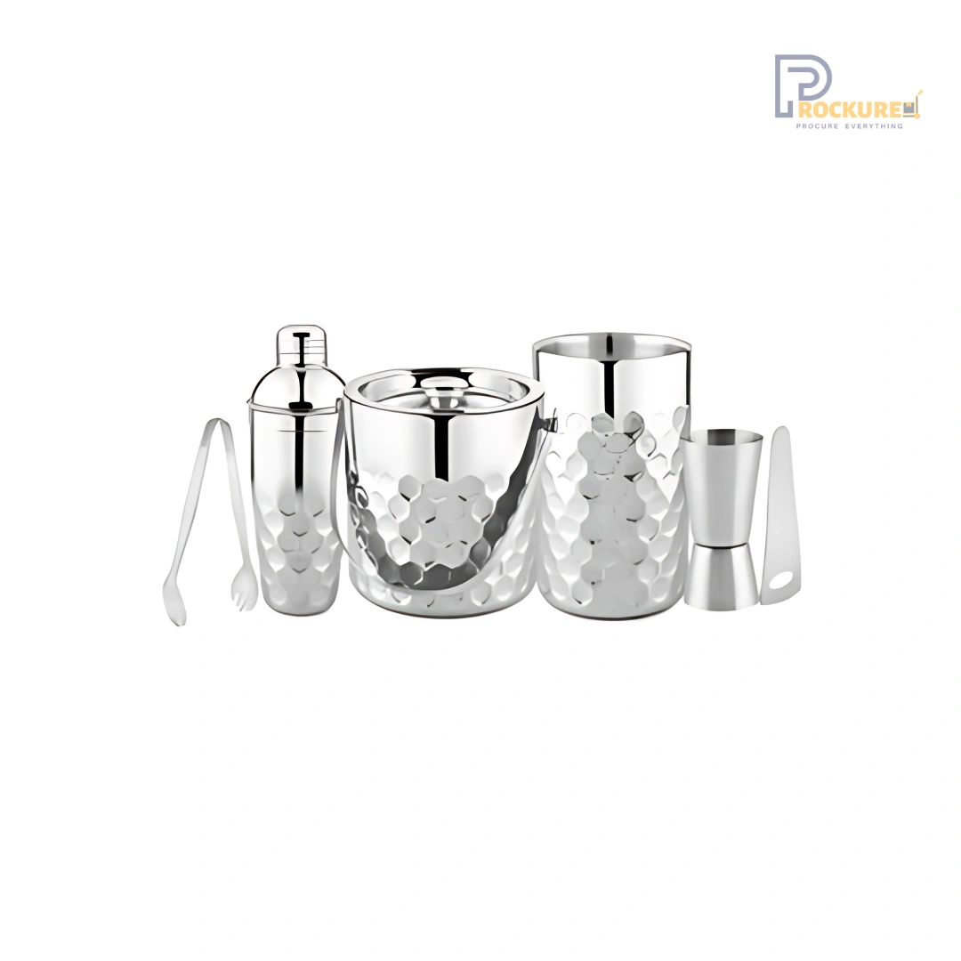 Shapes Diamond-Inspired Bar Set with Ice Bucket, Wine Cooler & Tools – SC/BRS/DD/06
