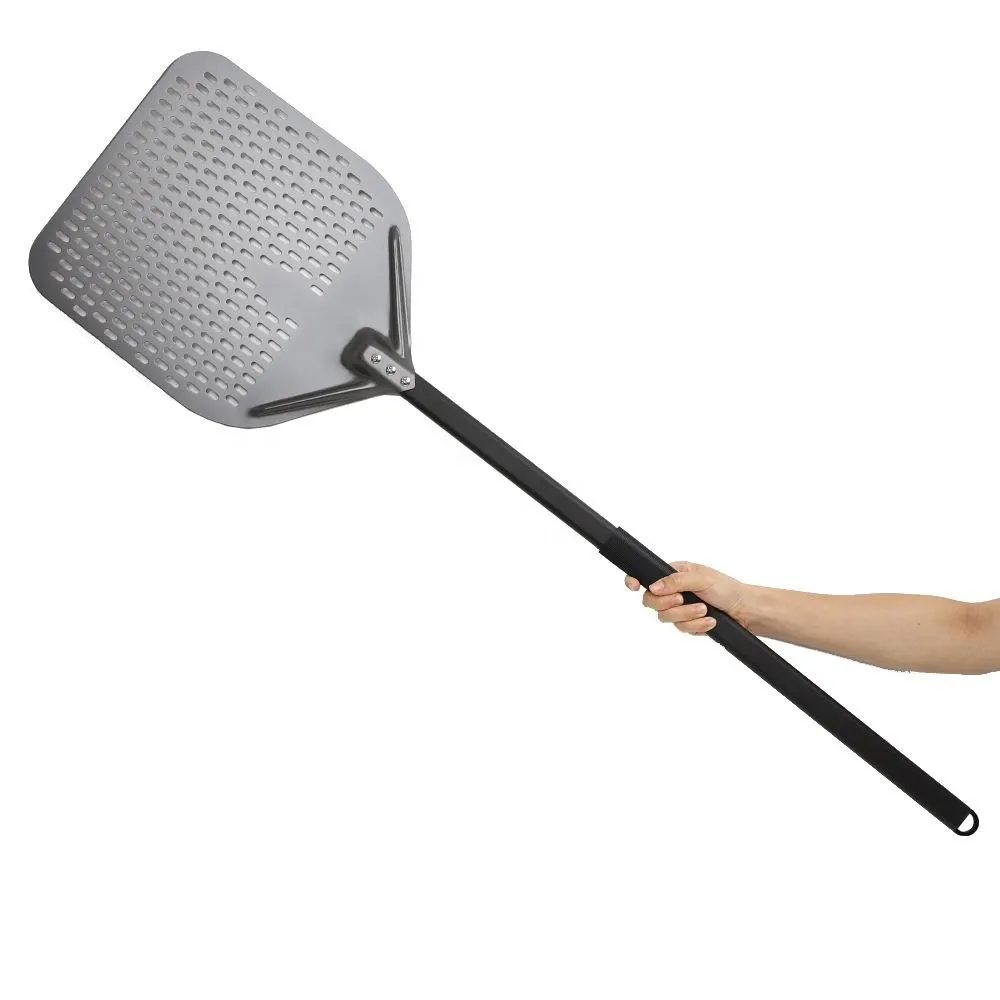 Aluminium Perforated Pizza Peel with 80 cm Handle Hard Anodised Blade