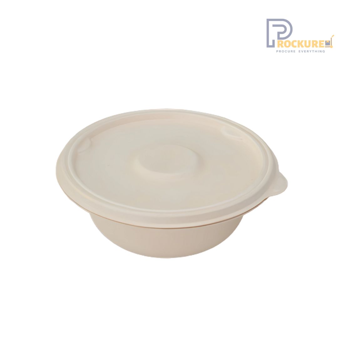 Round Bagasse Container With Lid | 750 ml