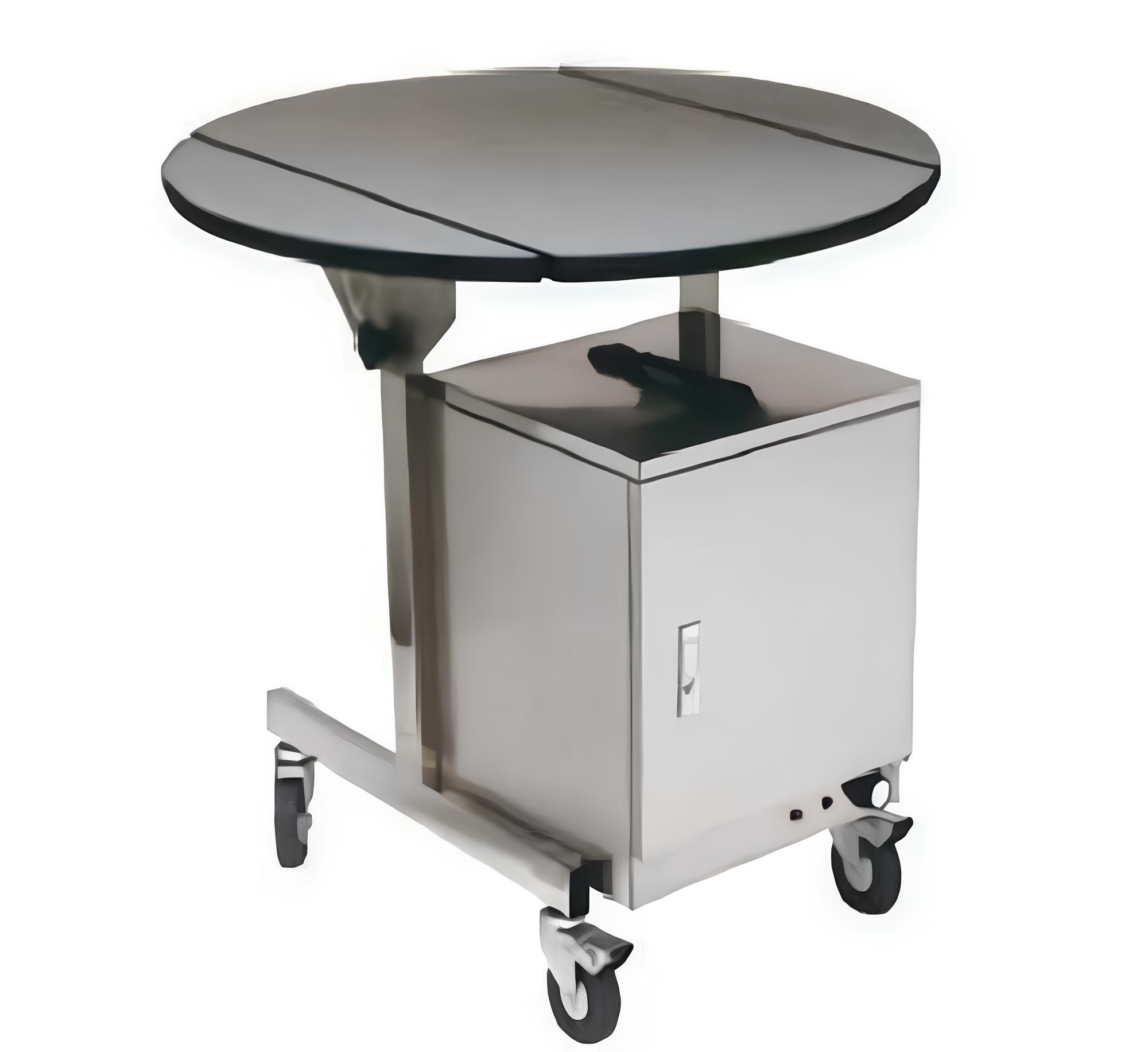 Stainless Steel Room Service Cart with Hot Case and Round Top for Hotel Use