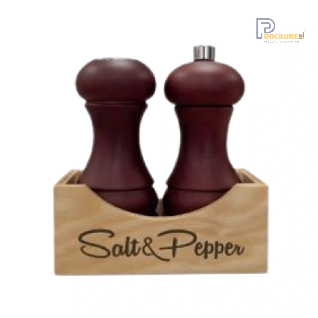 Bisetti Napoli Beech Wood Pepper & Spread Salt Set 14.5 cm (Walnut & Birch Box) | Rustic Gift Combo