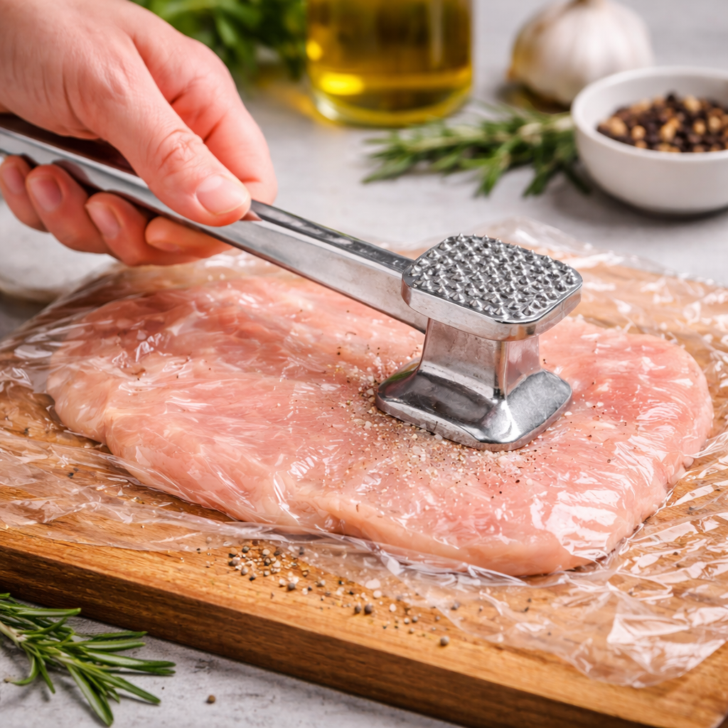 Meat Hammer Matte Square - Stainless Steel Double Sided Tenderizer