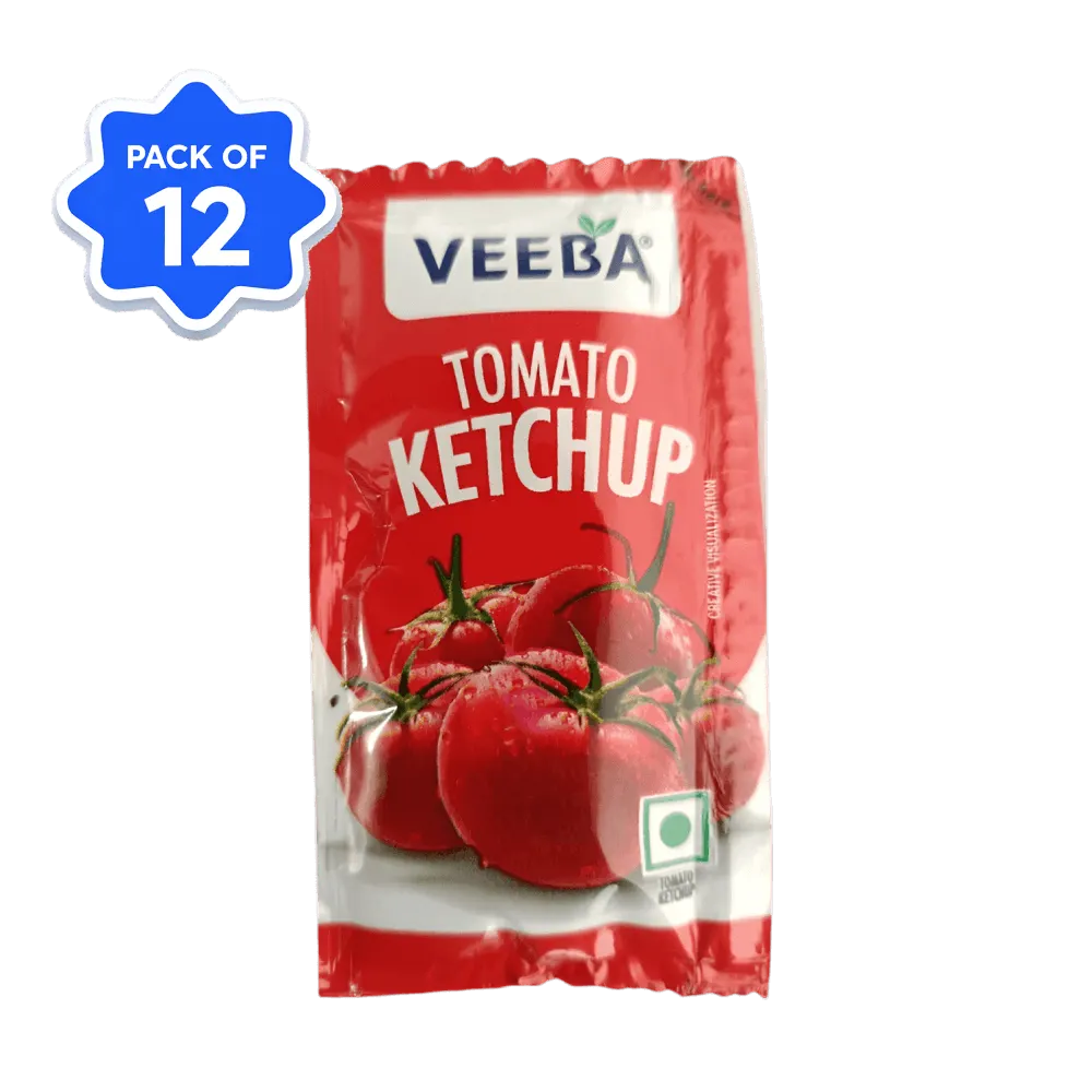 Veeba Tomato Ketchup 8 gm x 100 Sachets Pack of 12 2