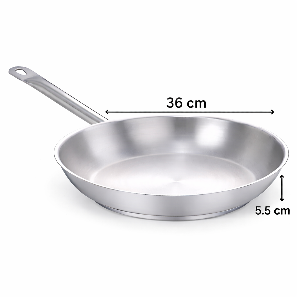 Pradeep Stainless Steel Frying Pan 36 cm with Helper Handle