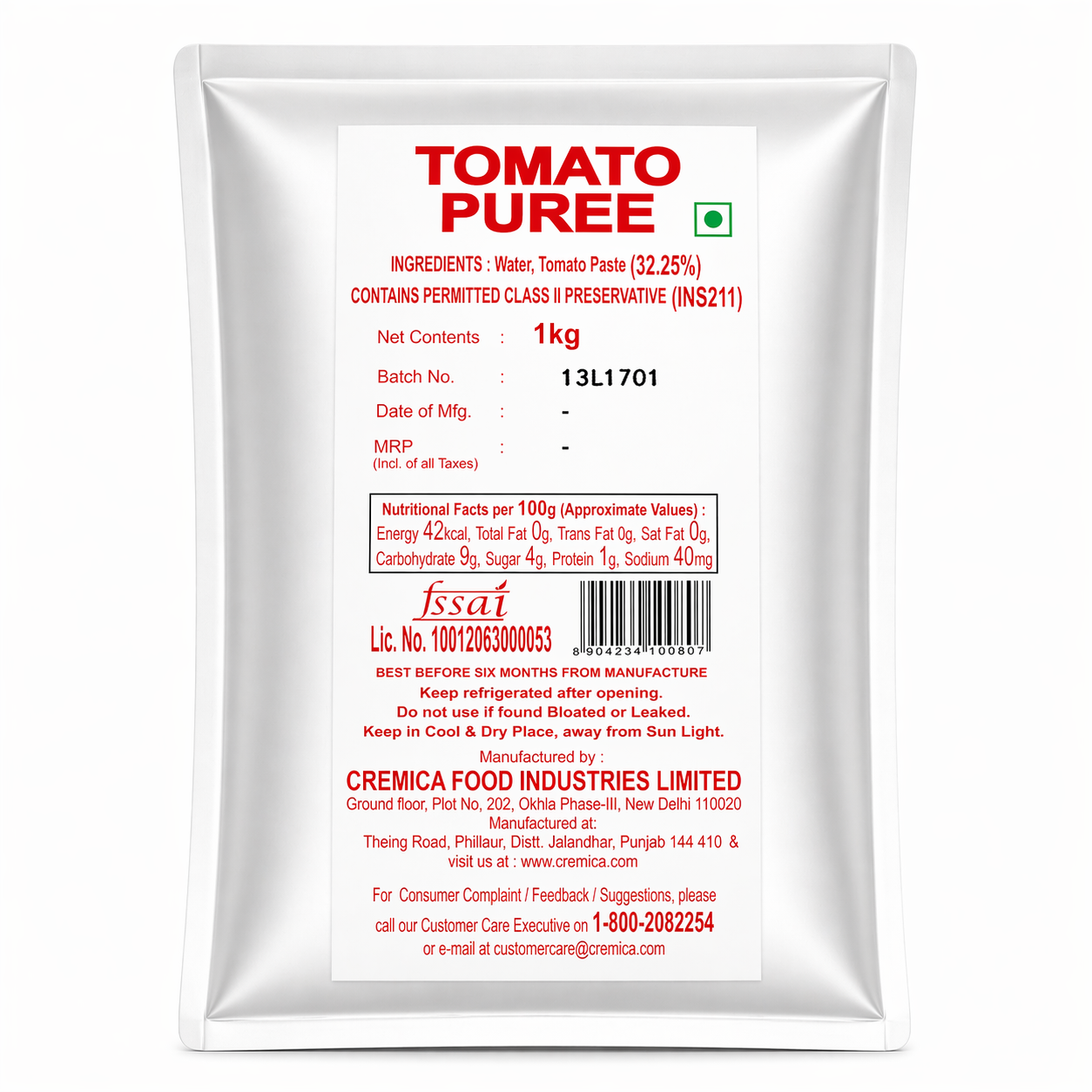 Cremica Tomato Puree 1kg