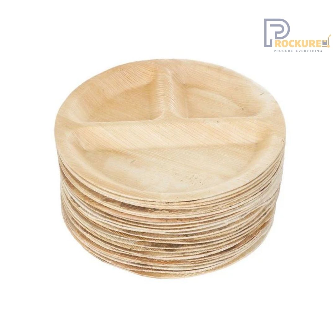 Areca Leaf 10 Inch Round 3 Partition Plate