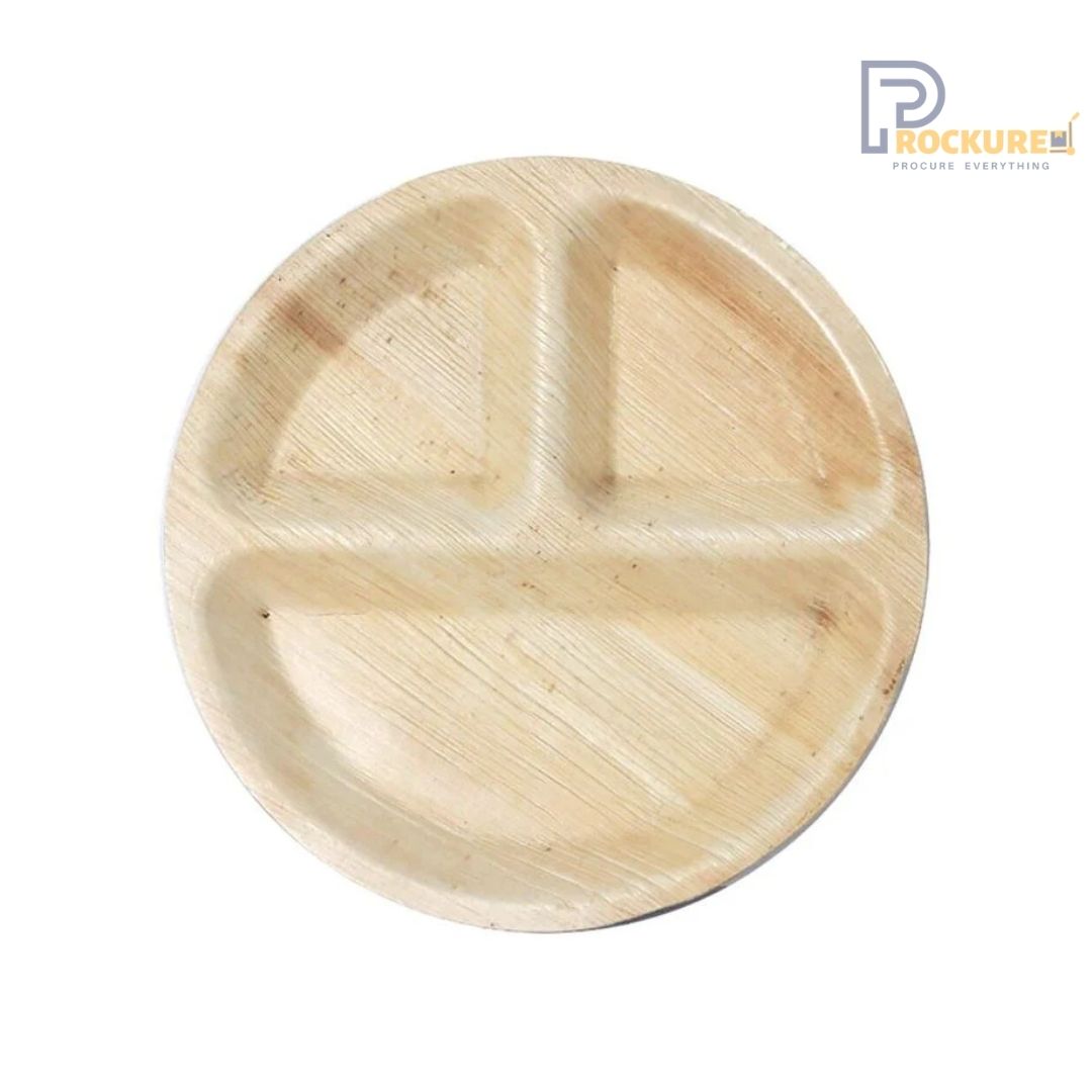 Areca Leaf 10 Inch Round 3 Partition Plate
