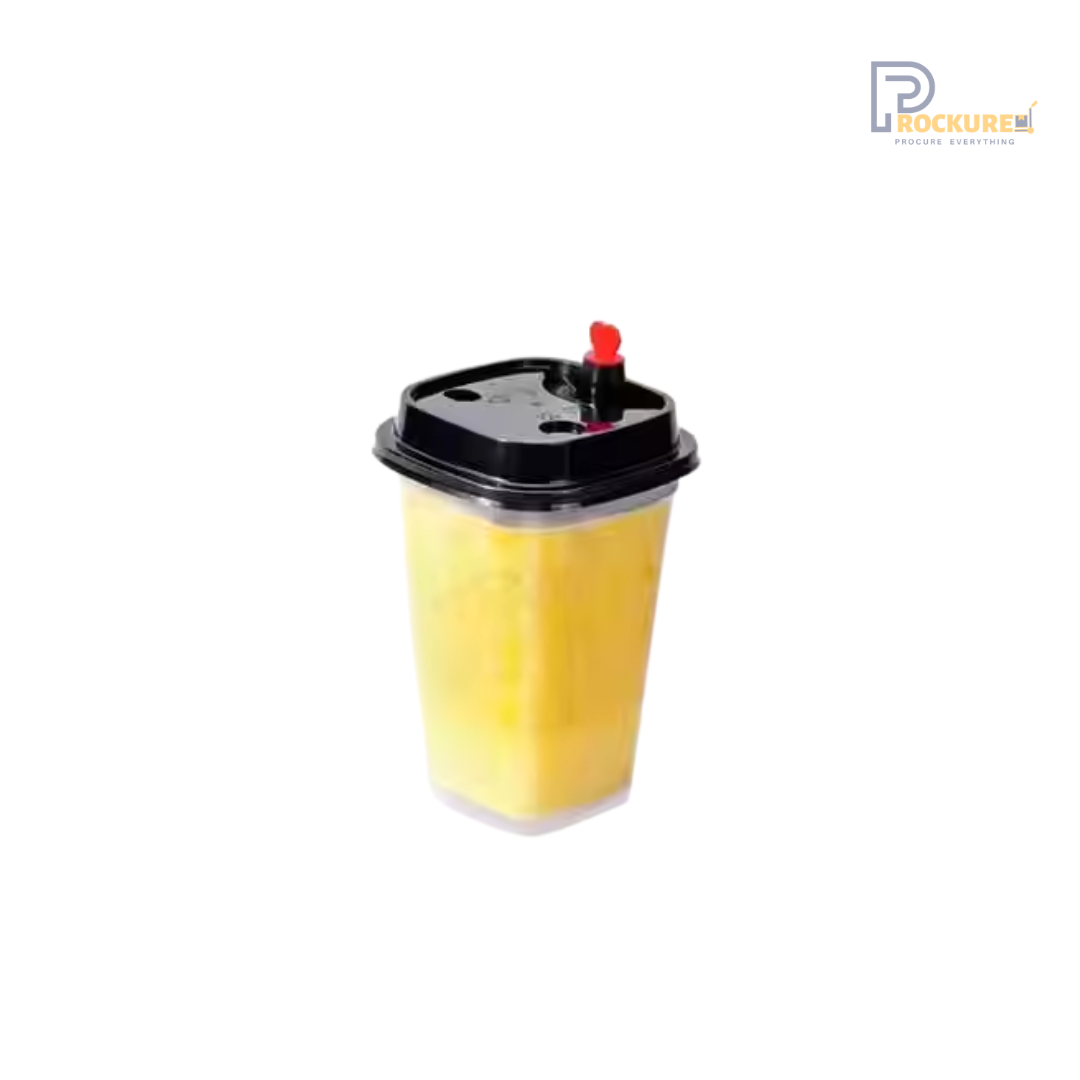 350ml Square Plastic Reusable Cup – Modern Clear Beverage Cup (500 Pcs/Carton)