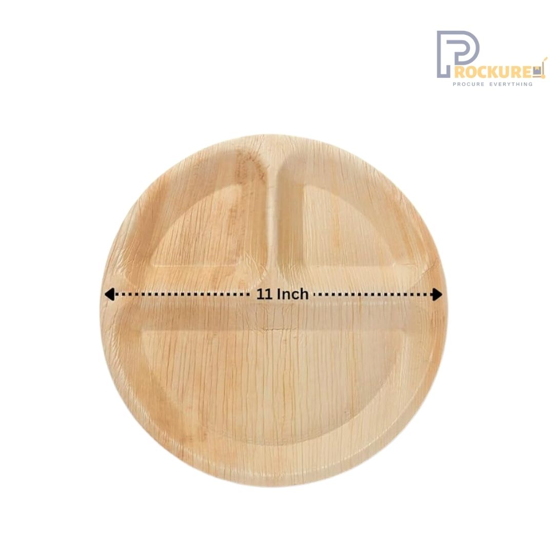 Areca Leaf 11 Inch Round 3 Partition Plate