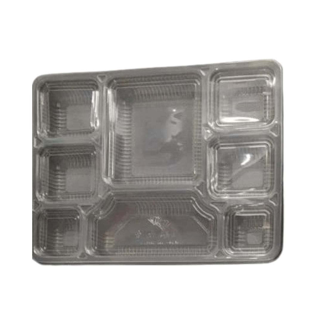 Double Diamond 8CP Meal Tray Transparent Rectangle With Lid | Polypropylene (Plastic)