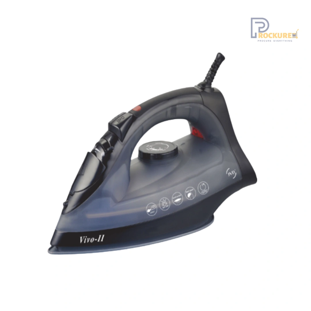 JVD Vivo II Steam Iron – 2000W, Ceramic Soleplate, Black, Indian Plug