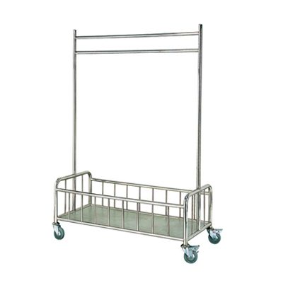 Stainless Steel Clothing Rack with Bottom Storage Platform for Hotel Housekeeping