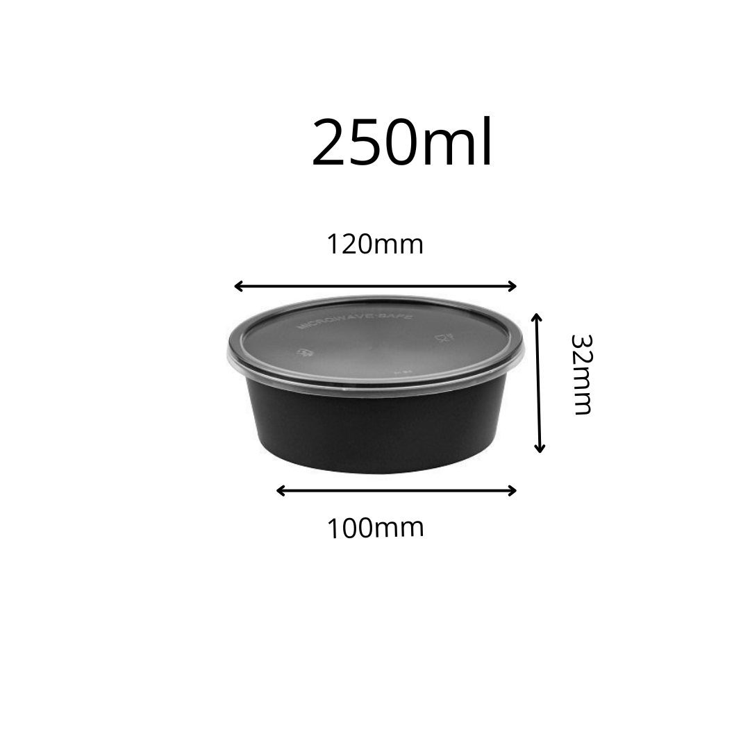 Damati Round Plastic Container with Lid | 250 ml (8 Oz)