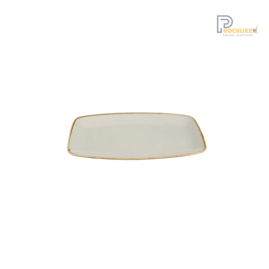 Sanaai Speckled Brown Fluid Platter Small Porcelain Dish (27x11cm) - 24 Pc Carton