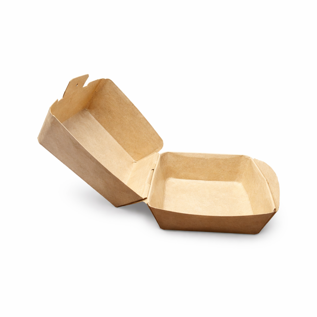 Brown Burger Box Virgin Kraft Paper Clamshell Type