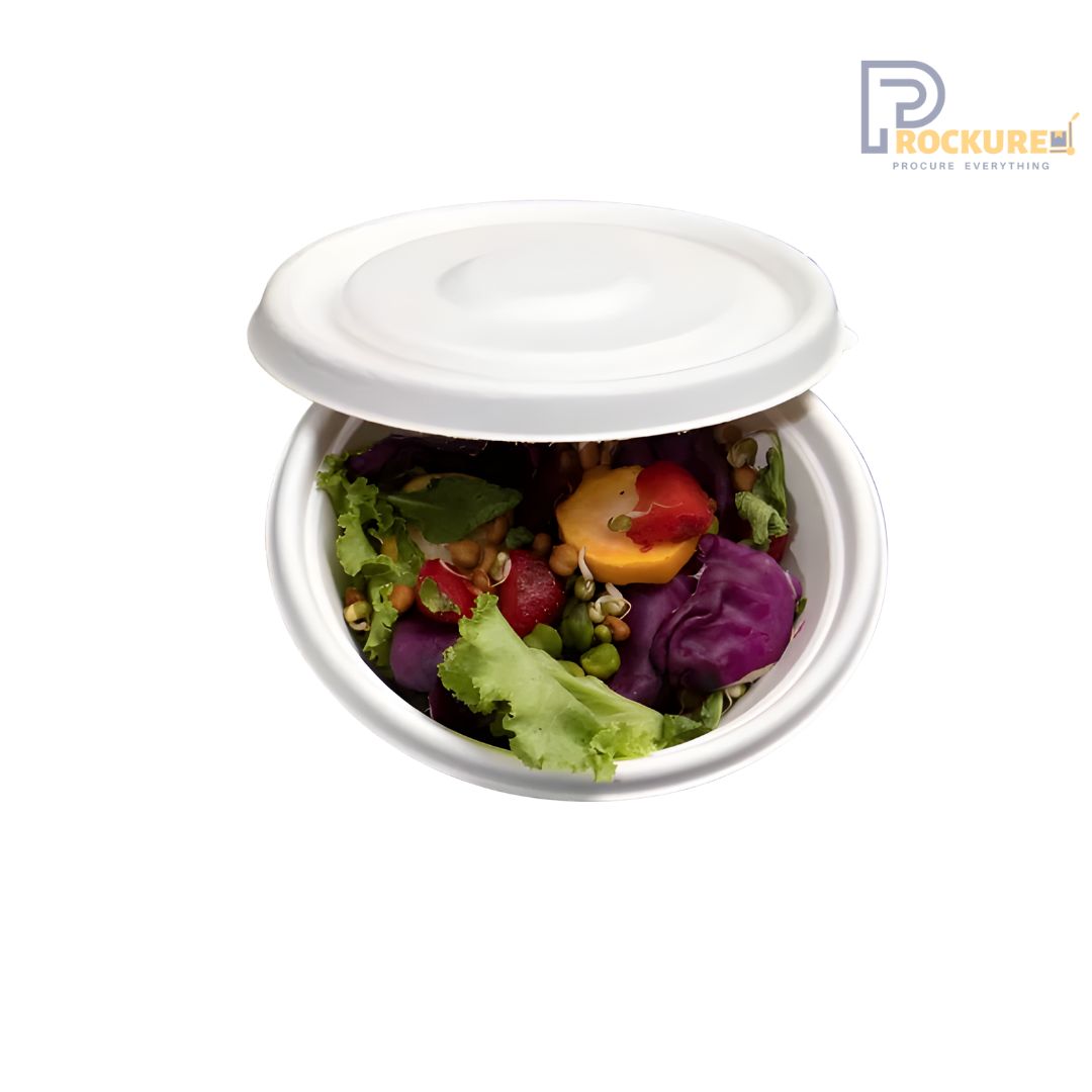 White Bagasse 350 ml Bowl With Lid | Biodegradable Bowl