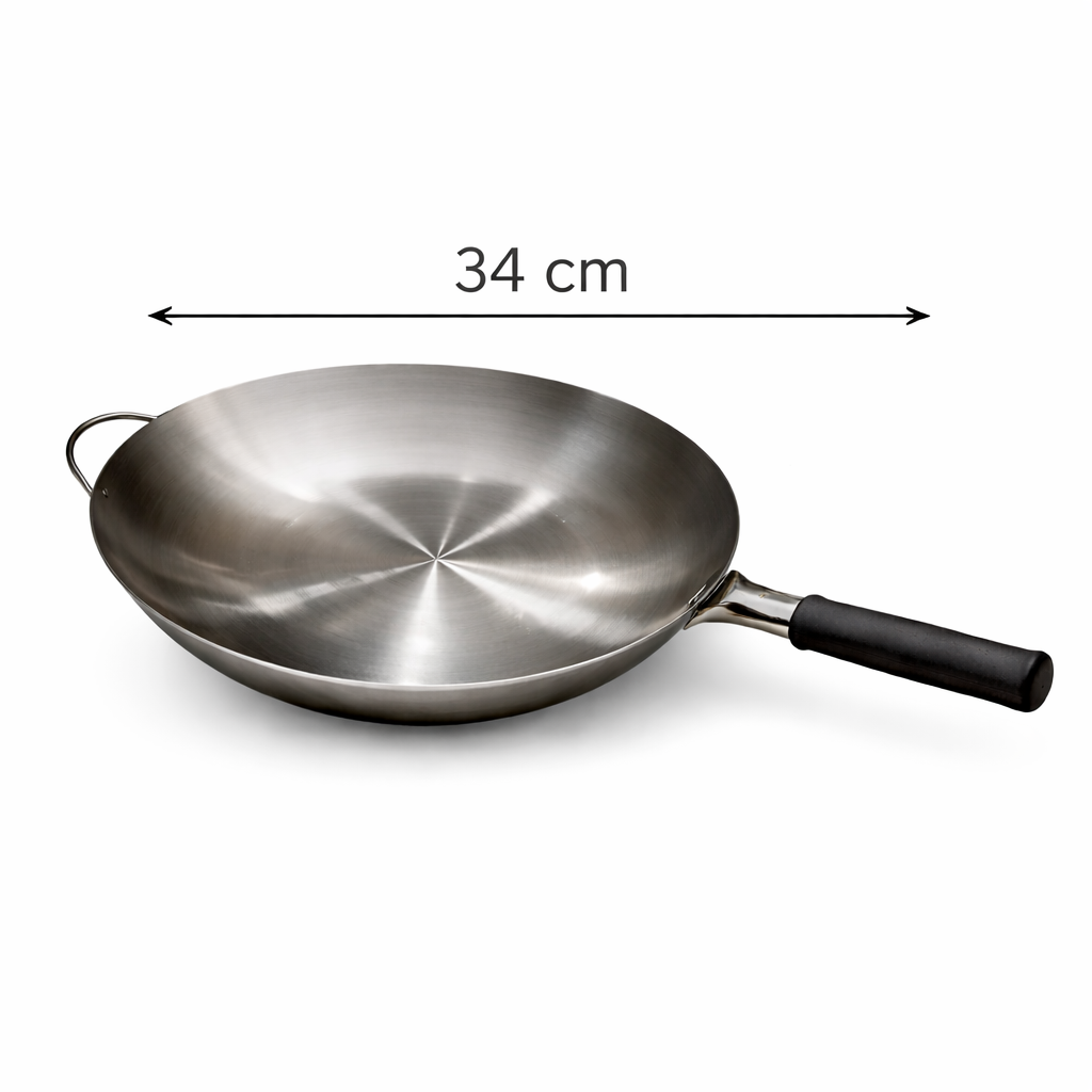 Chinese Wok Rubber Handle Stainless Steel - 34cm WKRBR/34 2
