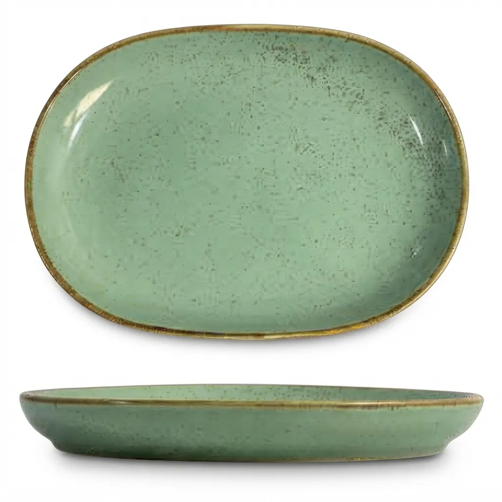 Meraami Aura Mint Ceramic Oval Plate 12 cm