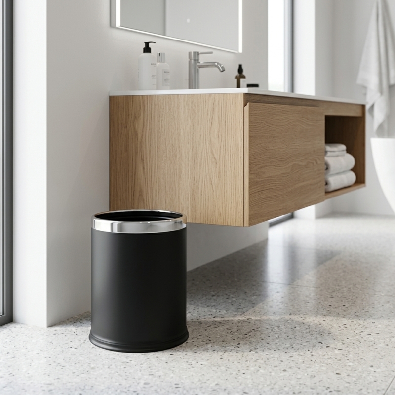 JVD Lincoln Round Double Layer Metal Dustbin 10L Matt Black JVDLRD 3