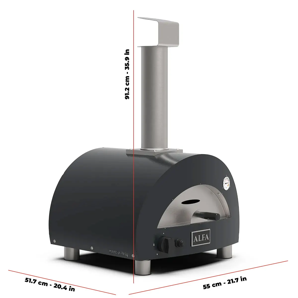 Alfa Forni Moderno Portable Hybrid Gas & Wood Fired Pizza Oven 1 Pizza 40 x 40 cm 2