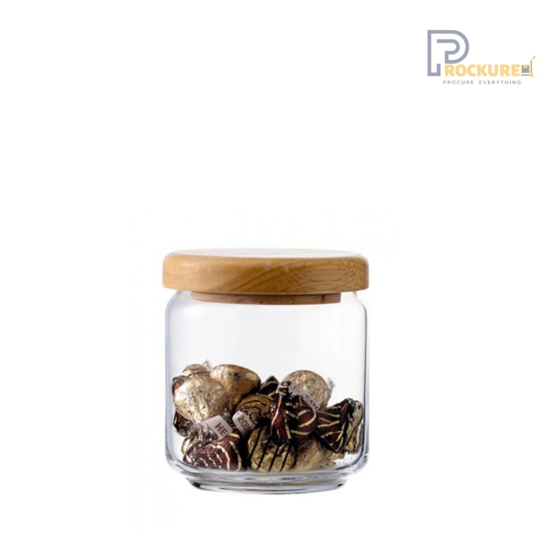Ocean Pop Jar with Wooden Lid - 500 ml Storage for Kitchen & Dining (6 pc Carton)