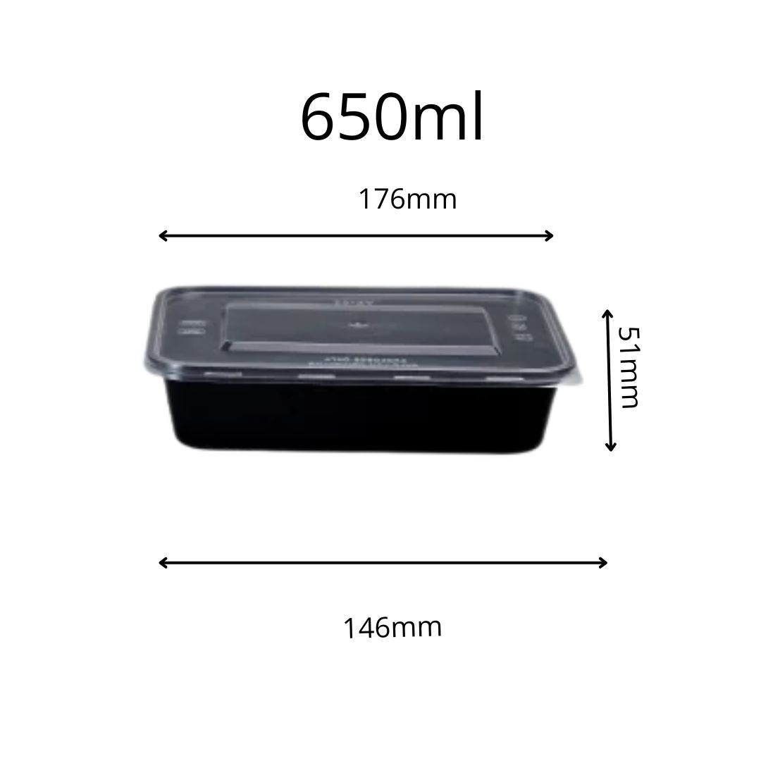 Damati Rectangle Plastic Containers with Lid | 650 ml