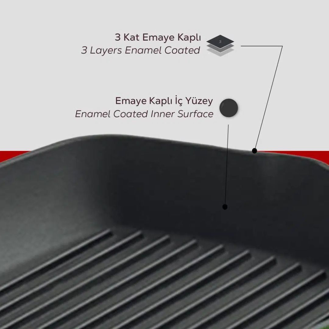 Lava Cast Iron Grill Pan 26 × 26 cm - Square grill pan 26x26 5