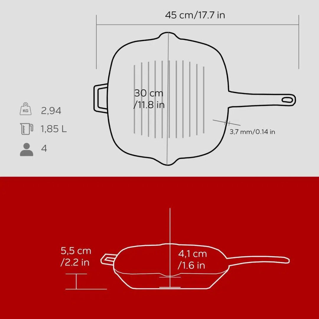 Lava Cast Iron Grill Pan 26 × 26 cm - Square grill pan 26x26 6