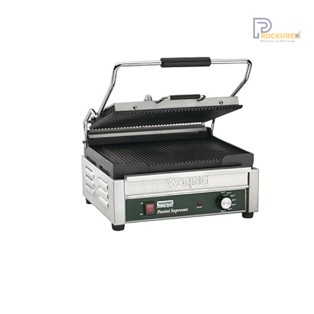 Waring WPG250 Large Italian-Style Panini Grill with Ribbed Cast Iron Plates