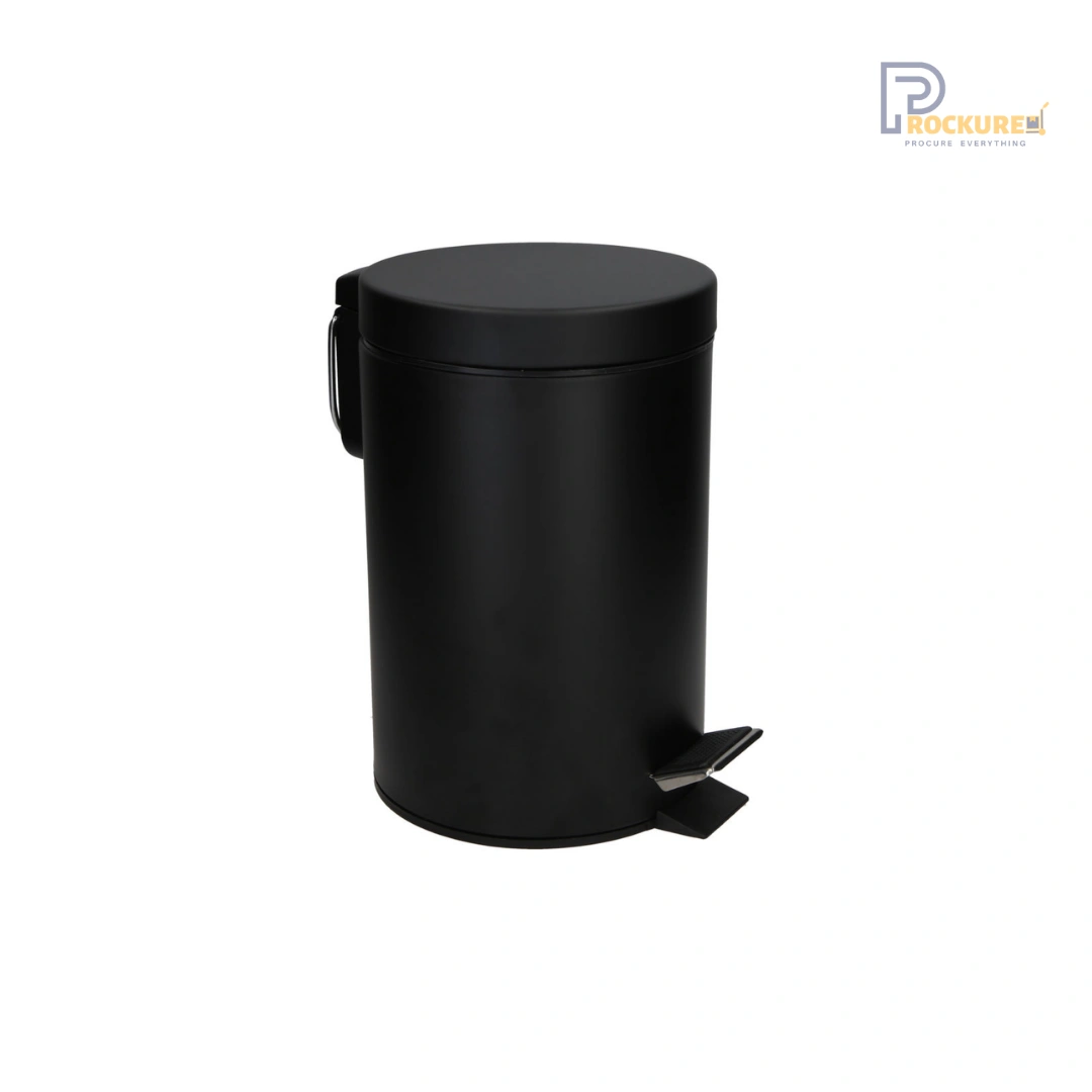 JVD Chester 3L Pedal Bin Soft Close Lid, Matt Black Finish with Plastic Liner