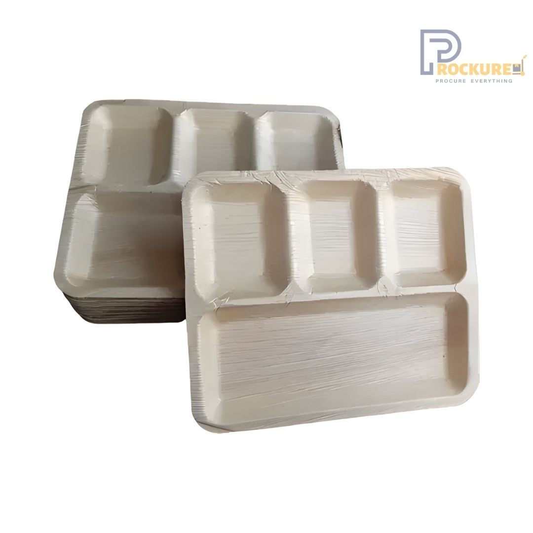 Areca Leaf 12 x 10 Inch Rectangle 4 Partition Plate