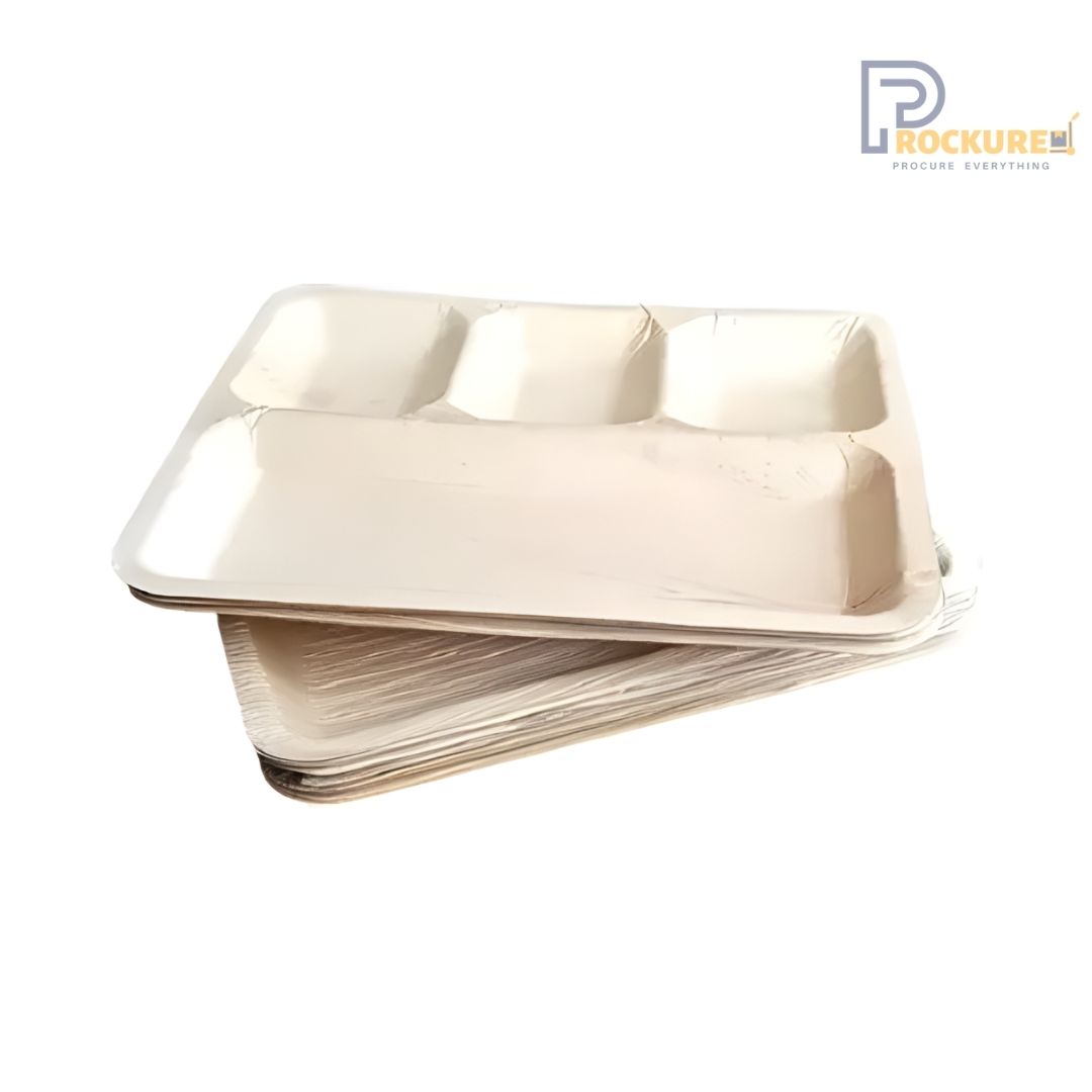 Areca Leaf 12 x 10 Inch Rectangle 4 Partition Plate