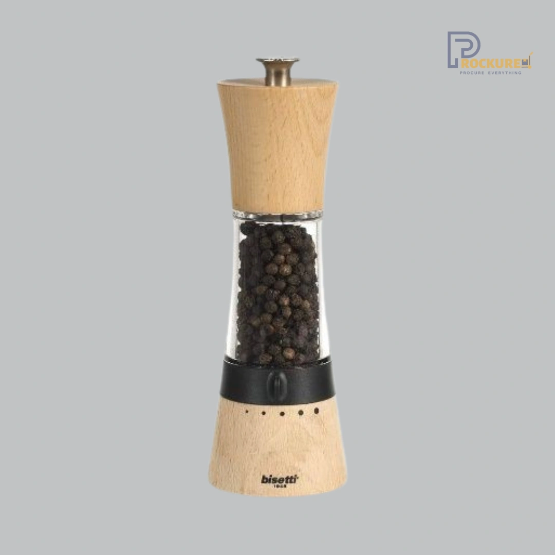 Bisetti Pisa Pepper Mill 18 cm (Beechwood + Acrylic) | Functional & Transparent