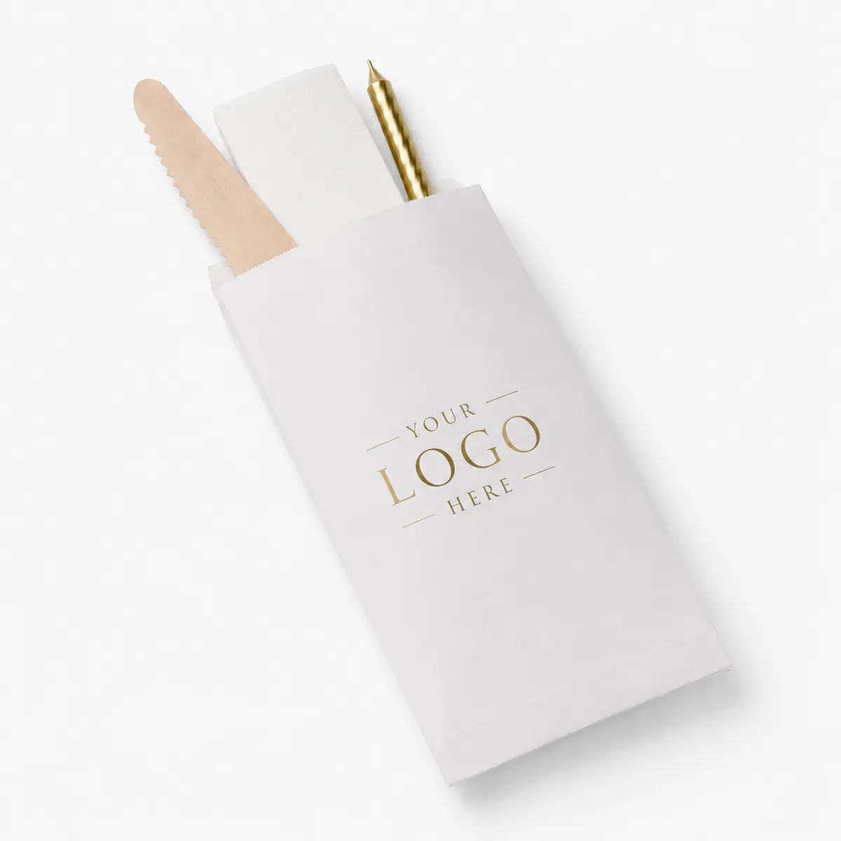 Customised Cake Cutlery Kit Pouch | Includes Knife, Tissue & Big Golden Candle 2