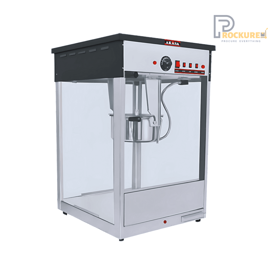 Akasa PCM 12 Electric Popcorn Machine – 1500W, 300g Capacity, Stainless Steel