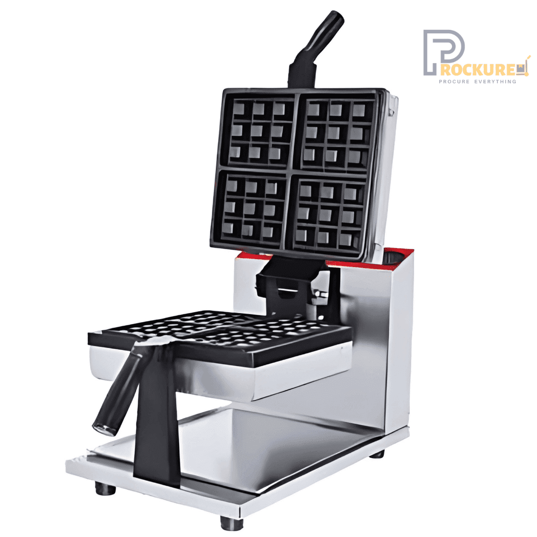 Akasa RWM4 ANG Square Waffle Maker – 1200W Electric Commercial Waffle Machine