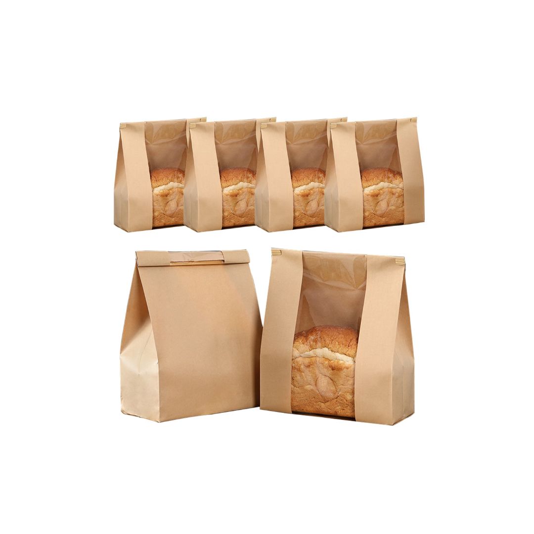 Kraft Brown Bread Bakery Bag Bottom Window With Metal wire Strip | 22 x 28 x 11 cm | 1500-2000g