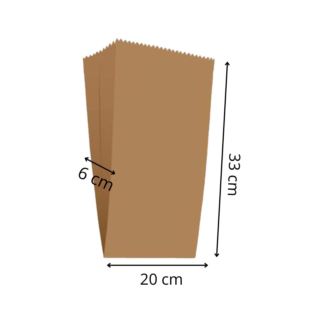 Kraft Brown V Bottom paper Bag | 33 x 20 x 6 cm | 65 GSM