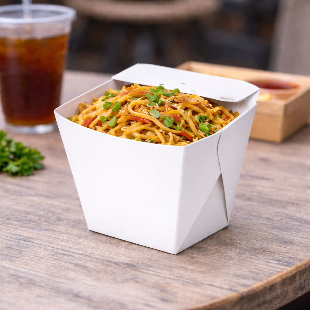 480ml White Noodle & Biriyani Box Virgin Kraft Paper