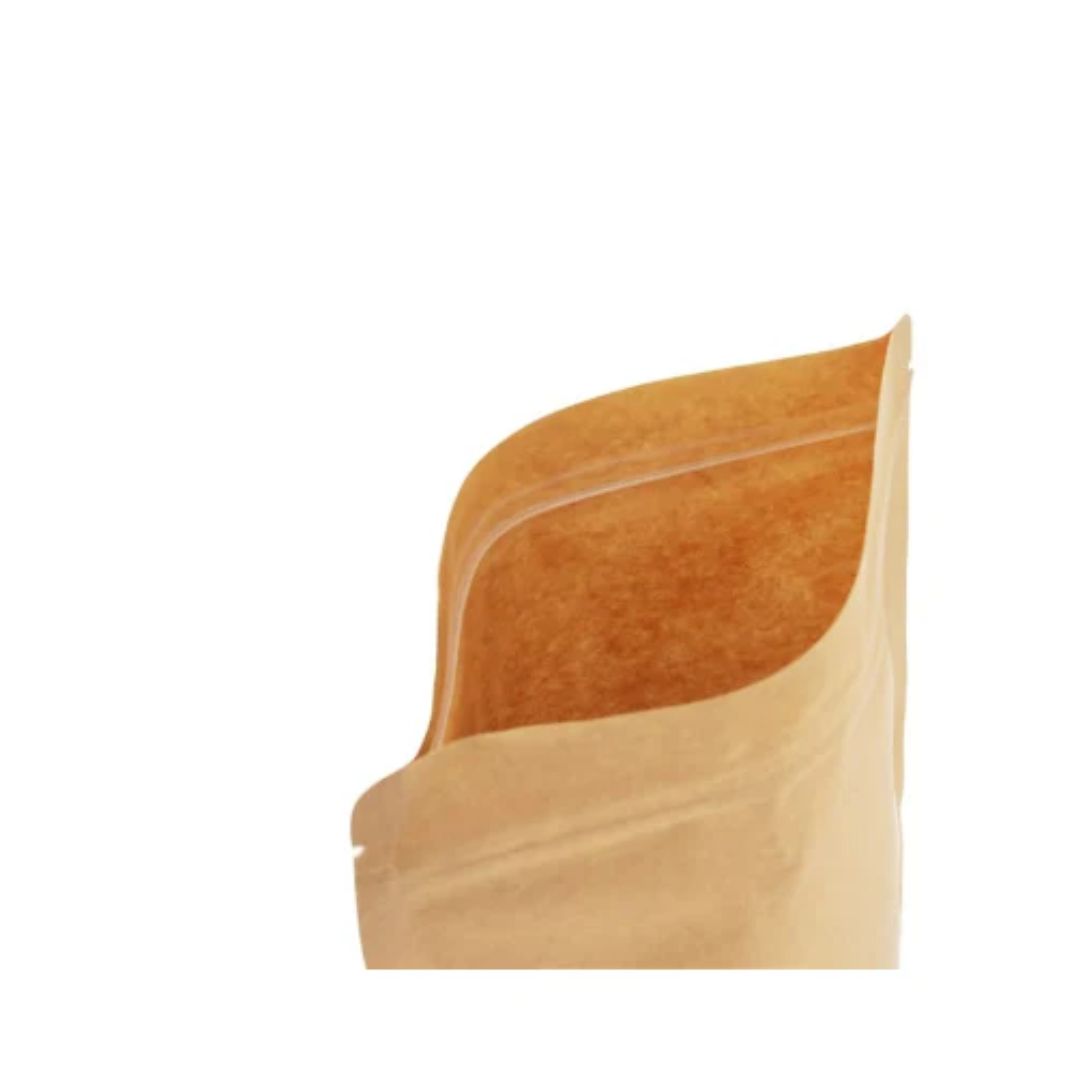 Kraft Brown Paper Stand Up Zipper Pouch with Window | 4 x 6 In | 50-100g